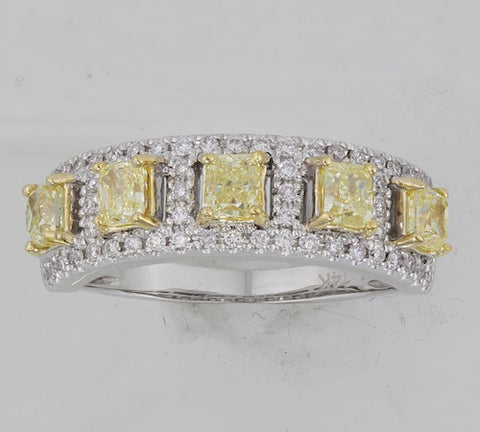 14K WHITE GOLD YELLOW DIAMOND RING SKU# 20013