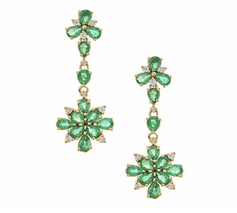 18K GOLD EMERALD EARRING SKU# 80007